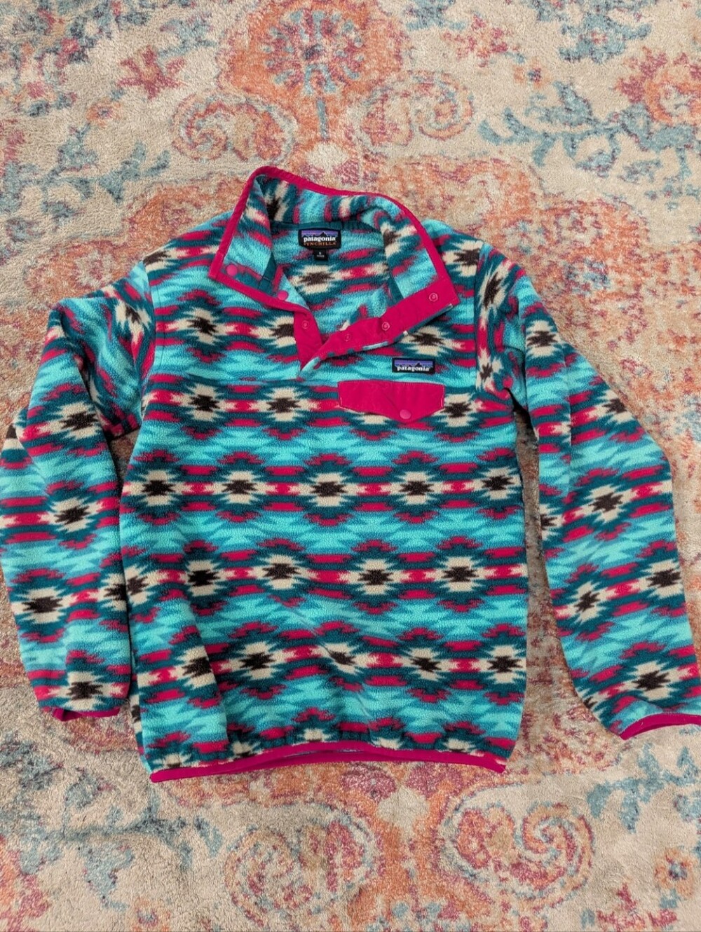 Patagonia Snap-T Synchilla Wild Desert Berry Pullover Size Small Aztec Southwest
